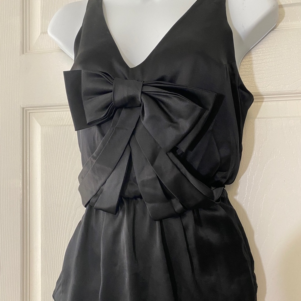 Meghan black silk bow top xs -s